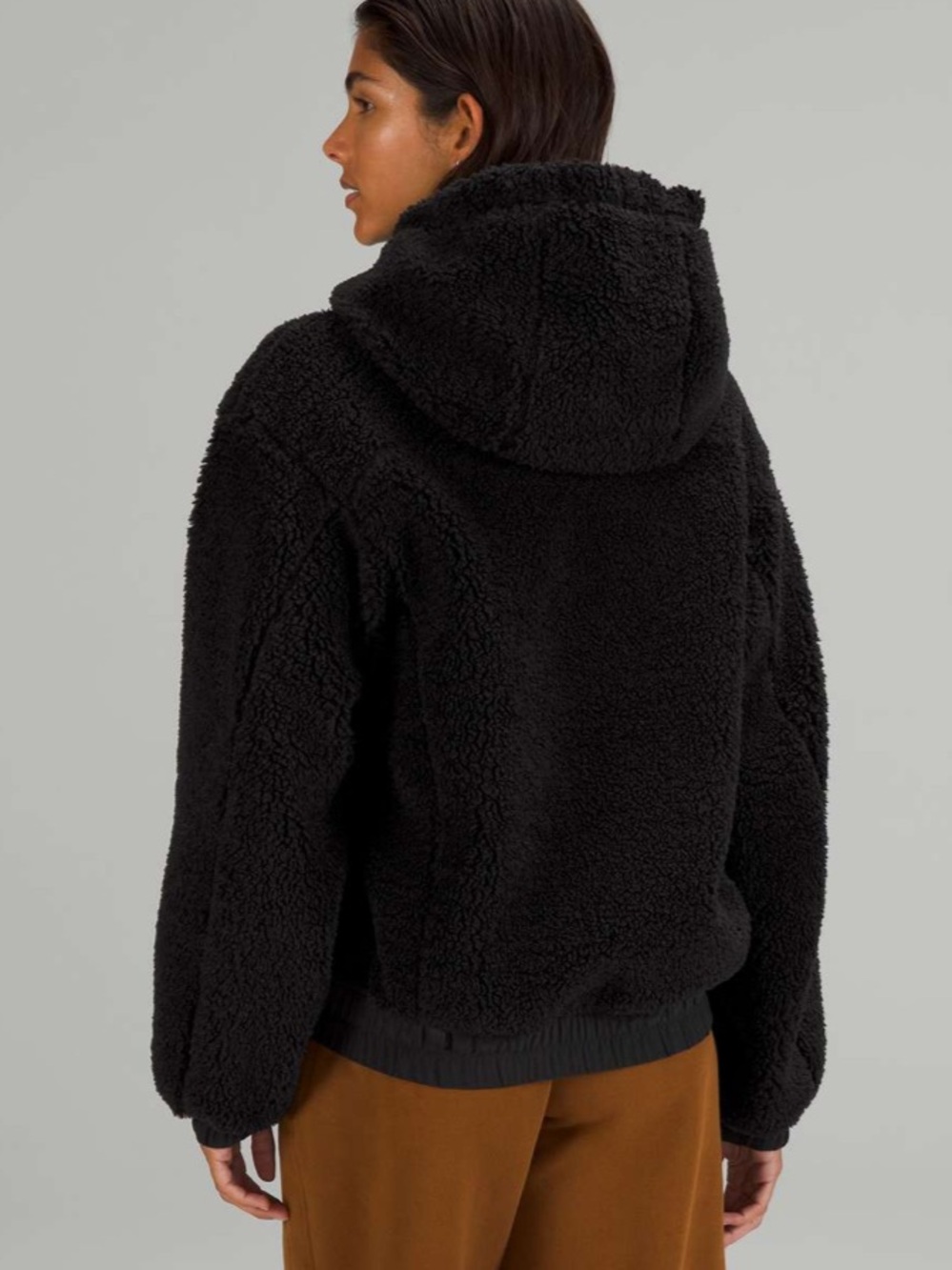 #579 Lululemon Reversible Fleece Jacket Black Size 4 Hooded Full Zip - Picture 3 of 8